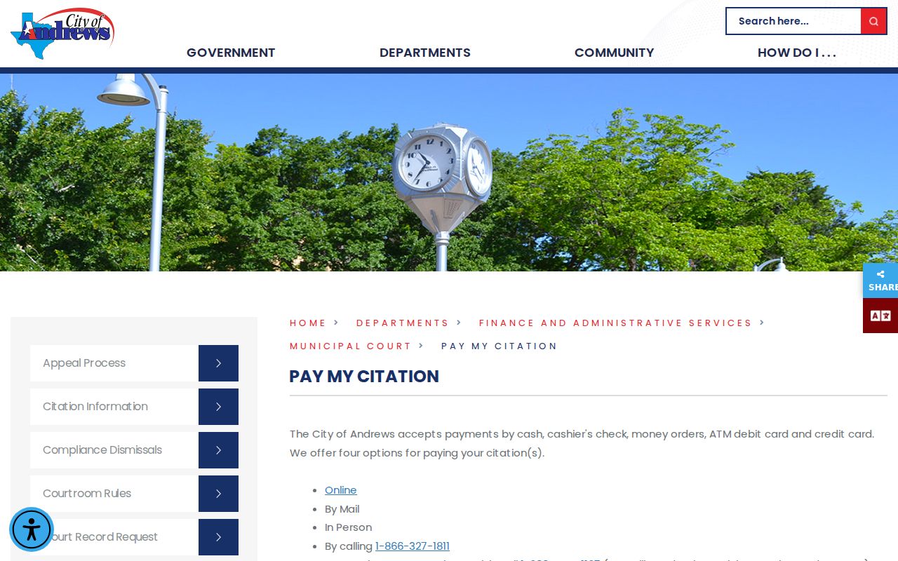 Andrews County traffic warrant payment and court clearance options