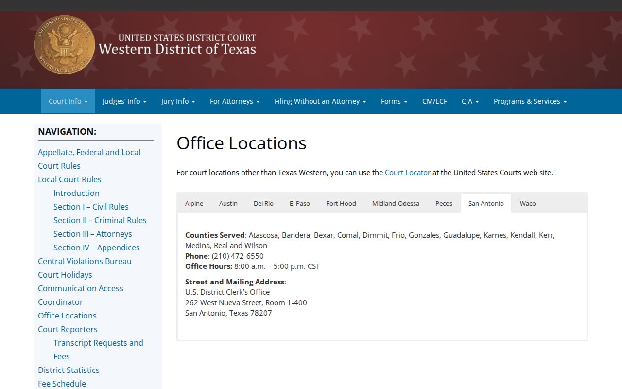 Andrews County warrant research and the federal Midland-Odessa court location